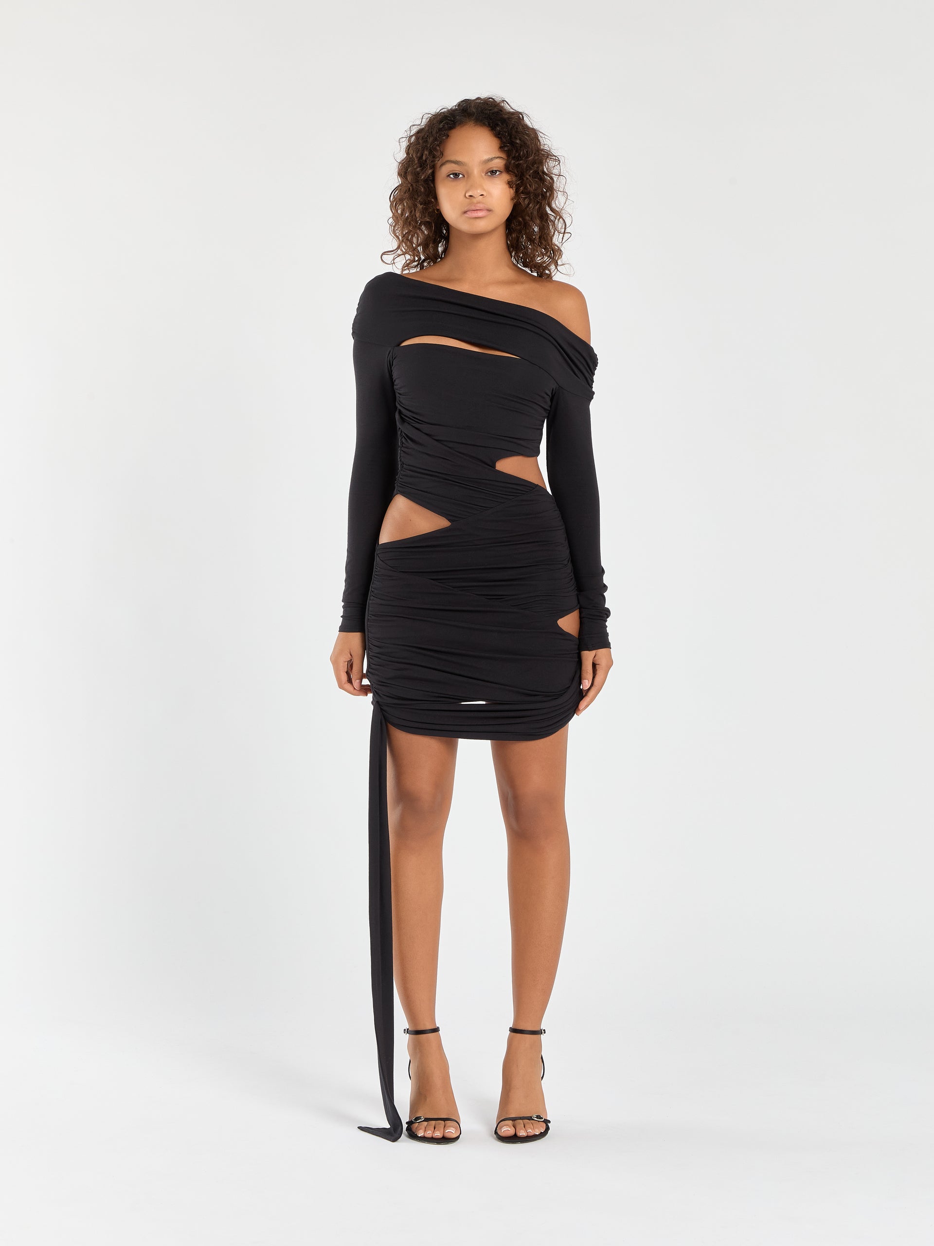 black faux wrap dress | Tencel Size:Medium 16.0
