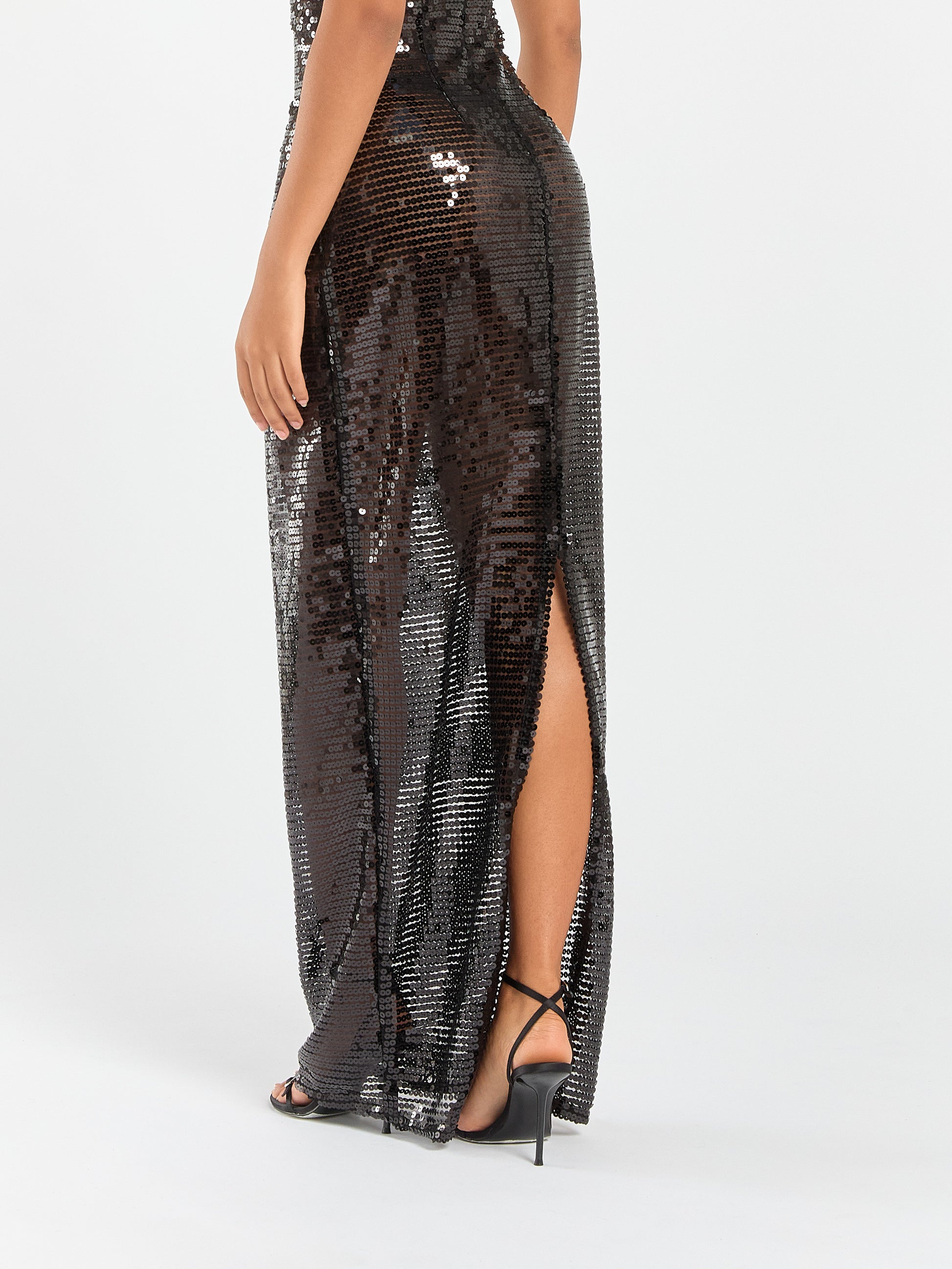 Spaghetti Long Sequin Dress Egyptian Blue Spaghetti Long Sequin Dress Egyptian Blue